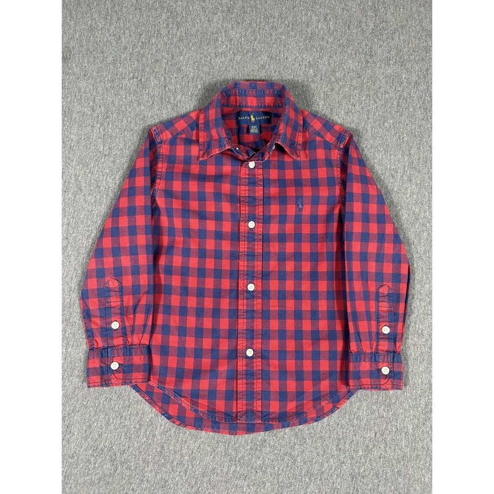 Polo Ralph Lauren Boys 3Т Gingham Poplin Long Sleeve Button Up Shirt